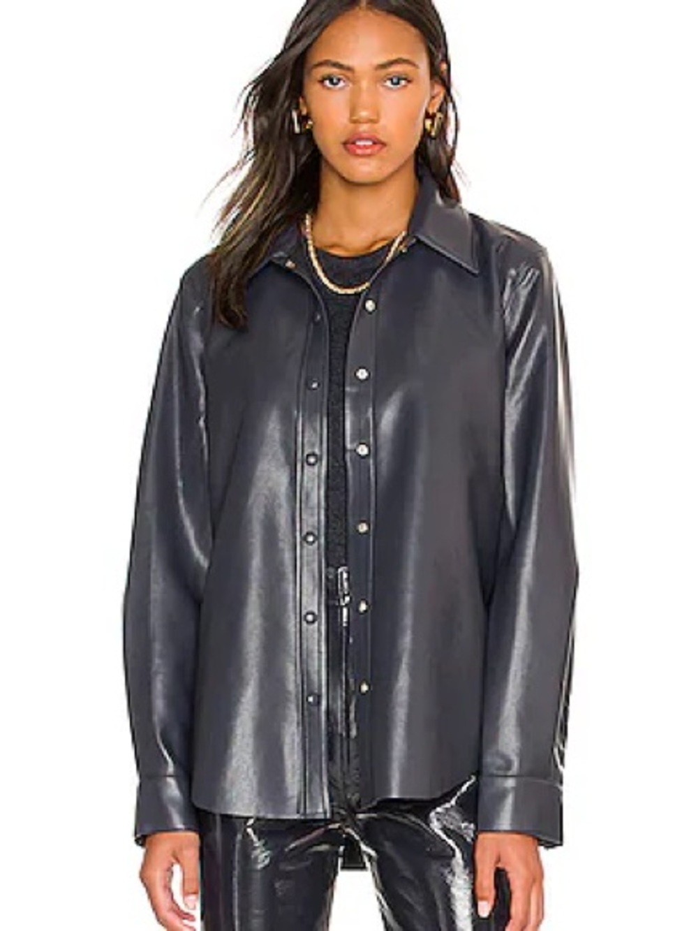 Agolde Calla Faux Leather Shirt Jacket